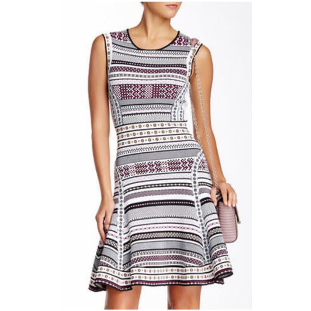 Diane Von Furstenberg Eleanor Jacquard A Line Dress Printed Chic Size M
